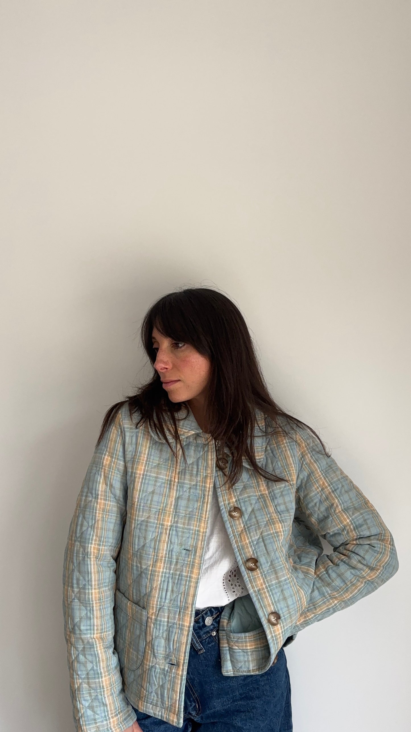 Veste matelassée SOLINE - Carreaux bleu & Jaune