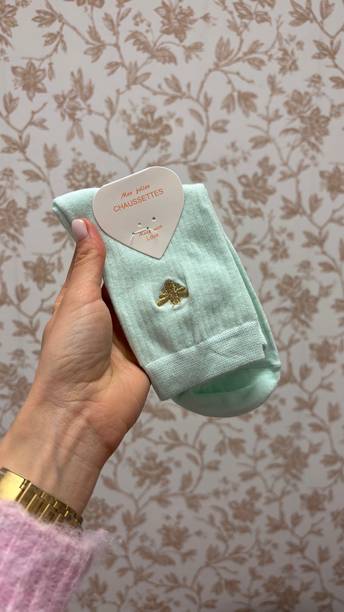 Chaussettes Brodées - Abeille