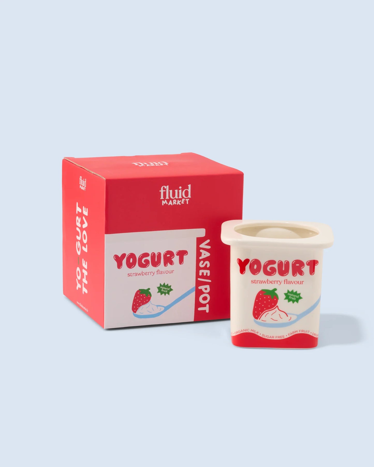 VASE CACHE POT YAOURT FRAISE - FLUID MARKET
