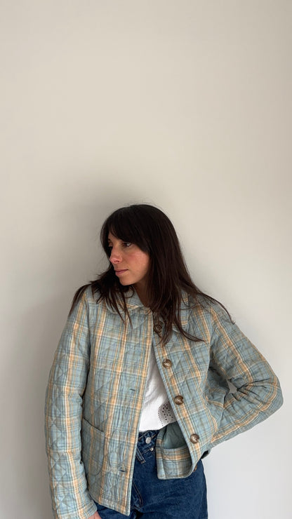 Veste matelassée SOLINE - Carreaux bleu & Jaune