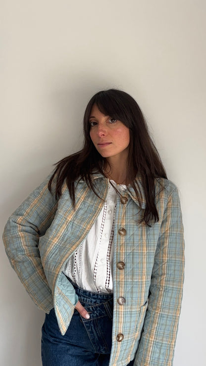 Veste matelassée SOLINE - Carreaux bleu & Jaune