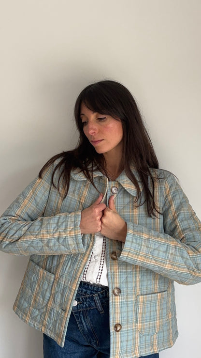 Veste matelassée SOLINE - Carreaux bleu & Jaune
