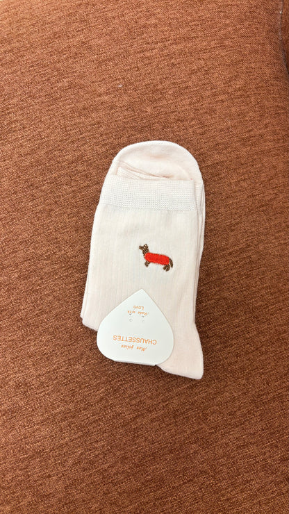 Chaussettes Brodées - Teckel