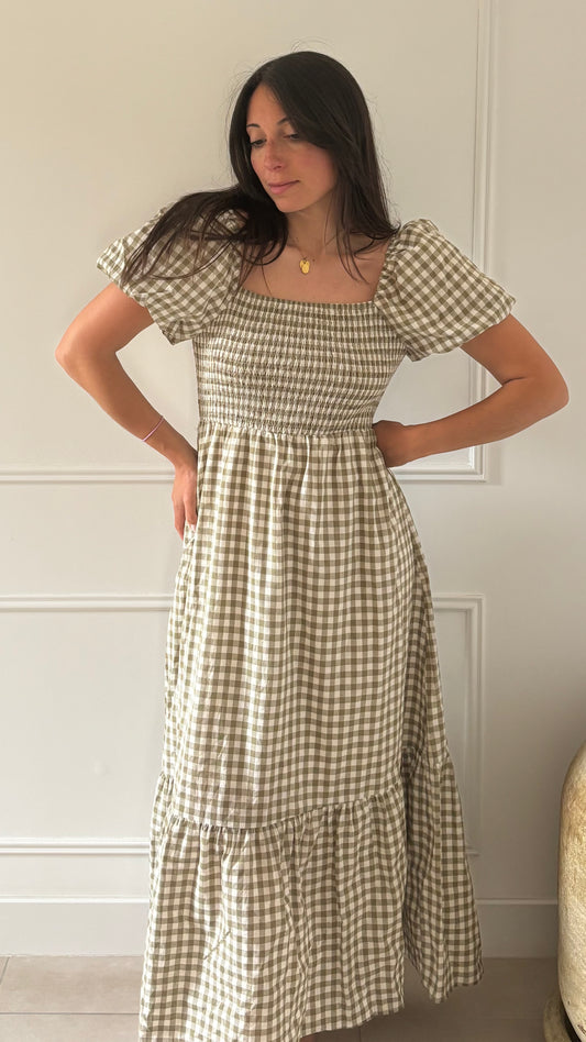 Robe HERMINE - Kaki/Blanc