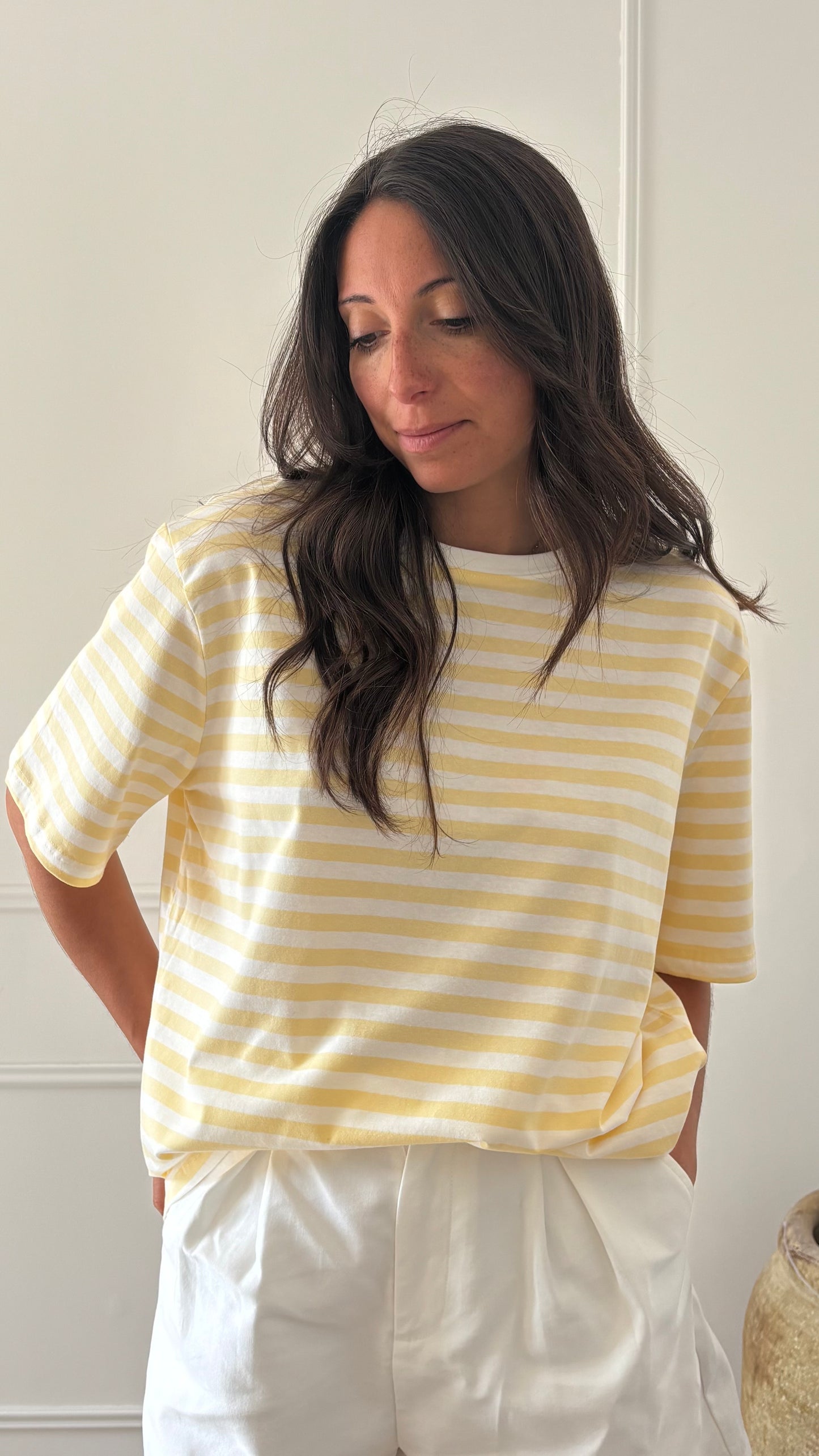 T-shirt VALENTINE - Jaune/Blanc