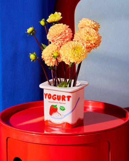 VASE CACHE POT YAOURT FRAISE - FLUID MARKET