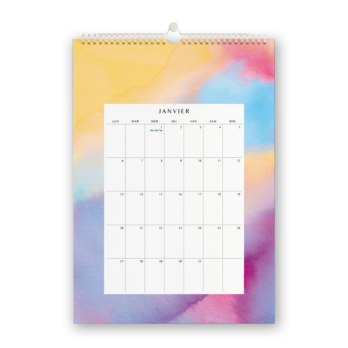 Calendrier 2025 motifs aquarelles