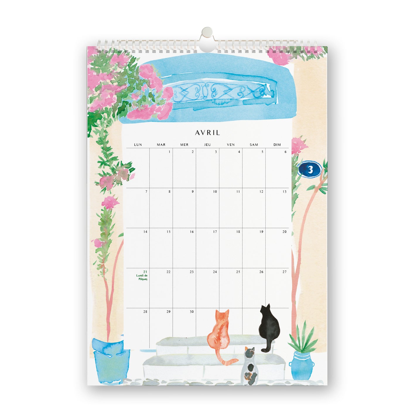 Calendrier 2025 motifs aquarelles