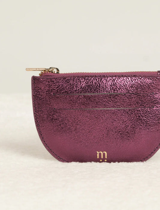 Porte -monnaie en cuire rose fuchsia