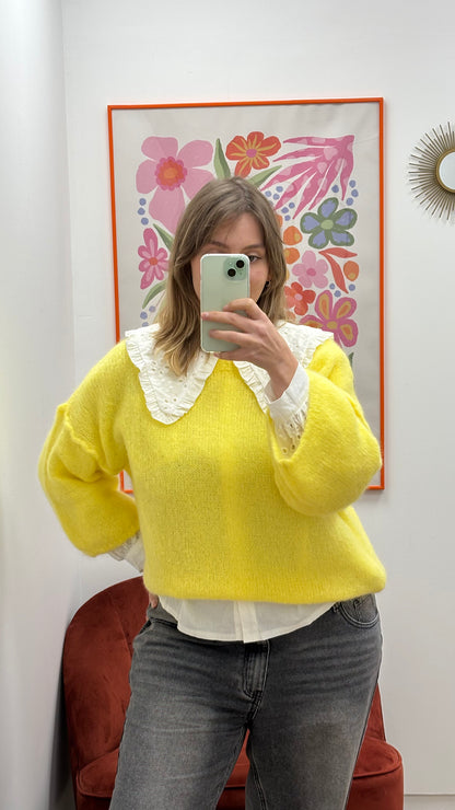 Pull maille jaune